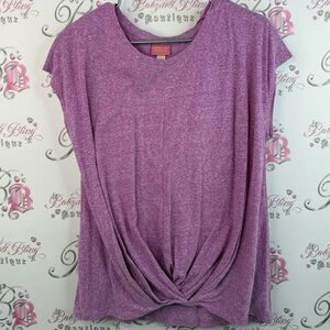 Paisley Sky maternity T-shirt knotted hem wrap Heathered Purple Short Sleeve Top